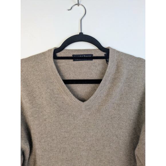 NEW Joseph Lyman Mens Cashmere Sweater Small Beige Taupe V-Neck Quiet Luxury - Picture 3 of 10